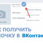 Галочка официального профиля ВК