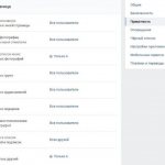 Настройки страницы ВКонтакте
